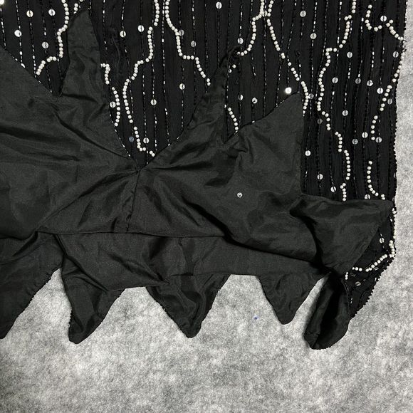Silhouettes Dress Women's 20 ROARING 20s Sequins Beaded Flapper Girl Dress Black - Picture 16 of 17
